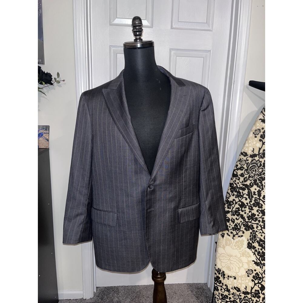 Jos. A. Bank Reserve Striped Suit Jacket Blazer Sport Coat 44R Drago Fabric